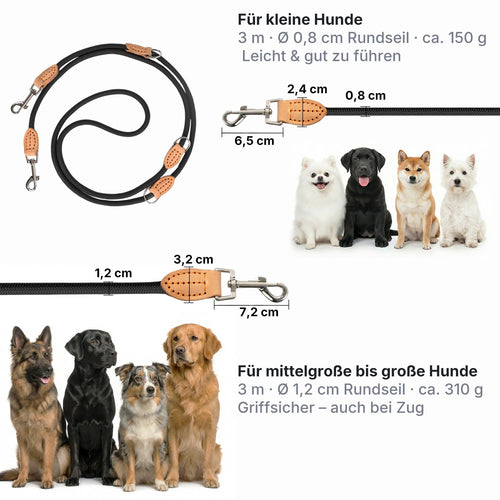 LeileiPaws verstellbare Hundeleine, Kaki, 3 m