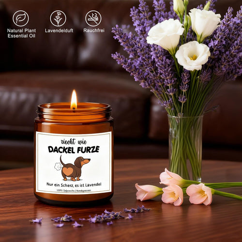 YYSWSAKY Dackel-Duftkerze mit Lavendelduft