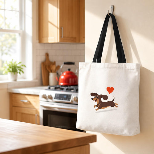Snyvpra Tasche mit Dackelmotiv, ca. 35 × 40 cm