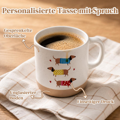 Dackel-Tasse in Beige, 360 ml von Joymaking