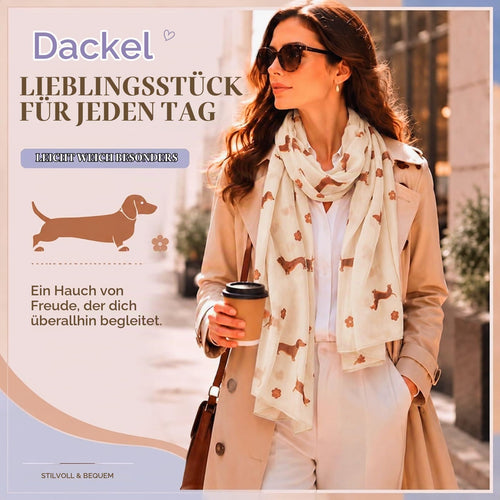 Geyoga Schal mit Dackelmotiv und Grußkarte, 180 × 70 cm