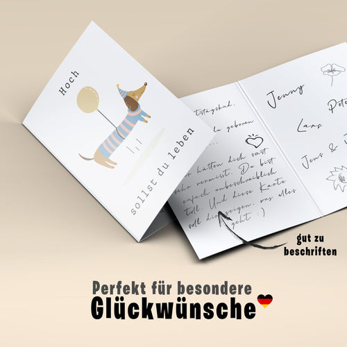Dackel-Geburtstagskarte „Hoch sollst du leben“