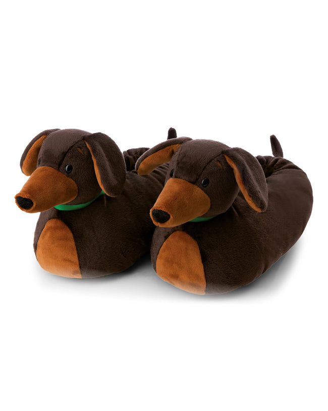 NICI Dackel-Plüschhausschuhe, braun, Größe 36–39
