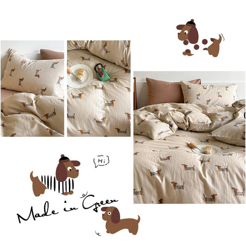 Lanqinglv Bettwäsche 135x200 Kinder Dackel Braun Bettwäsche Mädchen Jungen