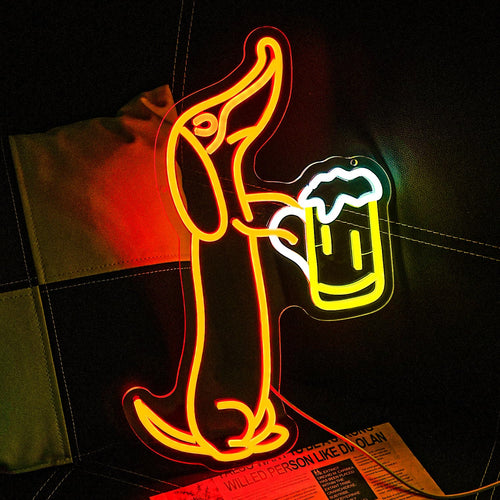 LMSIGNLY Dachshund Neon Schild für Wand Dekor Dackel LED Neon Licht Bar Neon Lichter Bier LED Neon Schilder für Haustier Shop Bar Pub Party Hund Liebhaber Dackel Geschenke Dachshund Christmas Decor