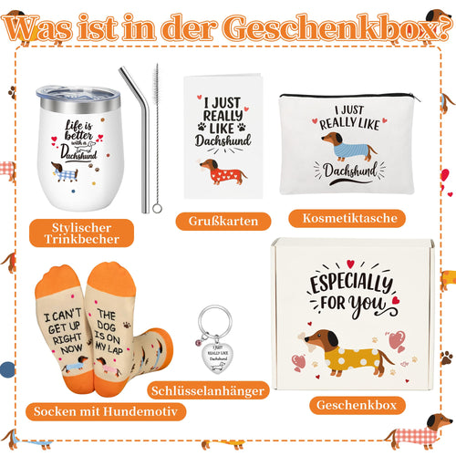 Festivora Dackel-Geschenkset mit Becher und Accessoires