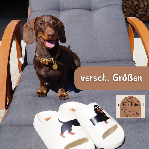 frechdachshund Dackel-Badelatschen, beige, Größe 36–37