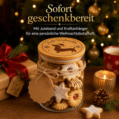 PIujsym Dackel-Vorratsglas „Frohe Weihnachten“, 800 ml