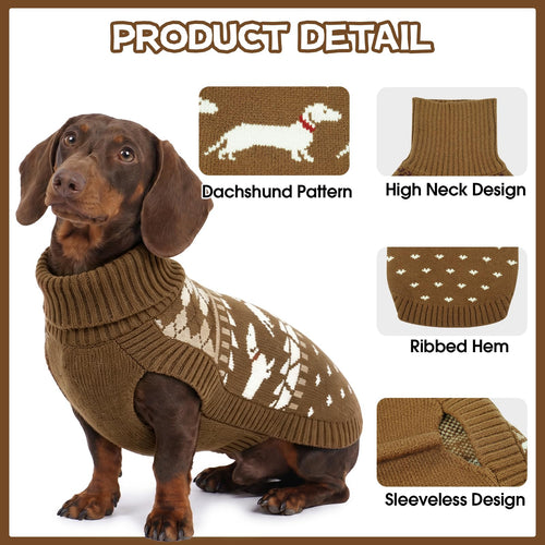 Hjyokuso Dackel-Hundepullover mit Rollkragen, XL