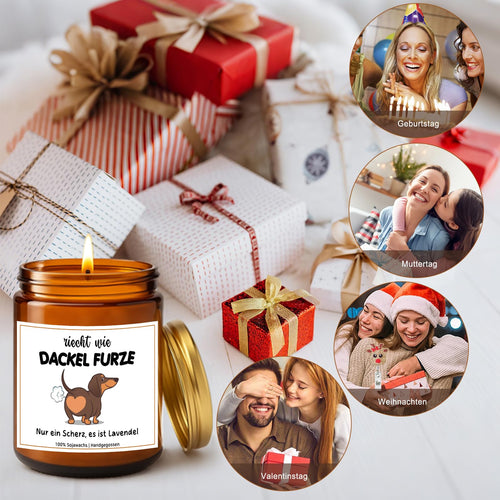 YYSWSAKY Dackel-Duftkerze mit Lavendelduft