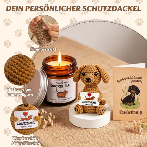 Dackel-Geschenkset mit Tasche, Glas und Accessoires