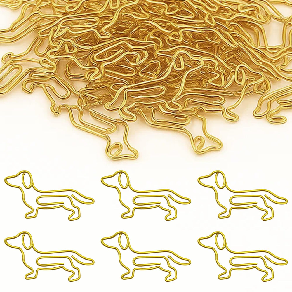 Dackel Büroklammern 50er Set - Dackel Merch, Goldene Dachshund Klammern als Dackel Geschenk, Niedliche Dackel Deko fürs Büro, Büro Accessoires für Hunde Liebhaber
