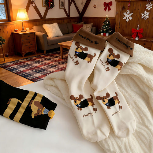 Dackel-Socken von MKLG – 4 Paar, Größe 36–42