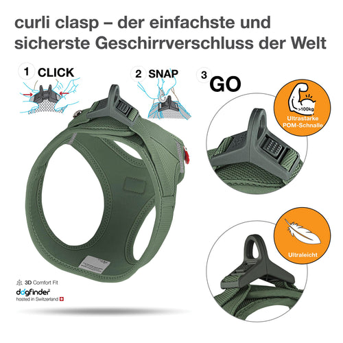 curli Clasp Air-Mesh Hundegeschirr, Moss, Größe M