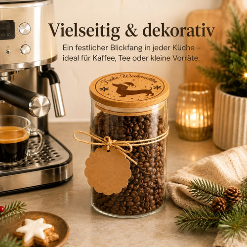 PIujsym Dackel-Vorratsglas „Frohe Weihnachten“, 800 ml