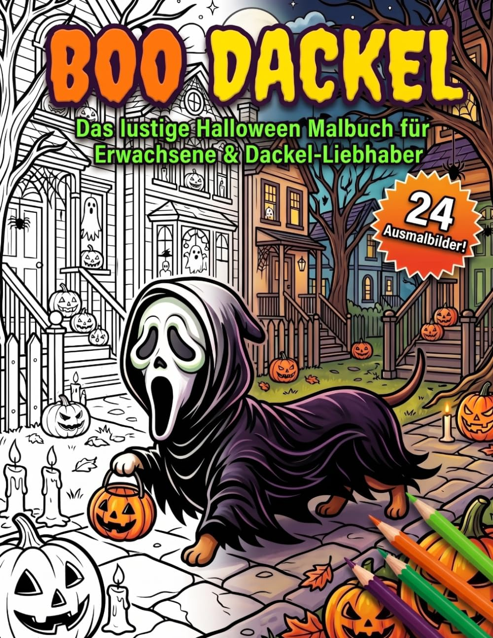 BOO Dackel – Halloween-Malbuch von Angela Kreienbring, Vorderseite
