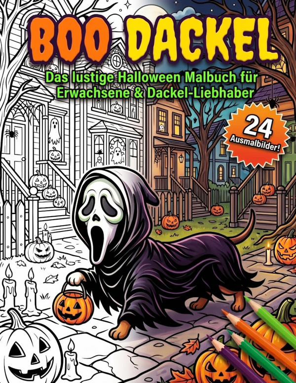 BOO Dackel – Halloween-Malbuch von Angela Kreienbring, Vorderseite